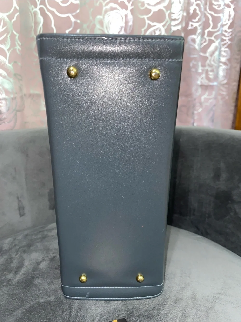 Vintage Kessler Gray Leather Handbag Top Handle Frame Bag Mid Century 1960s Tag